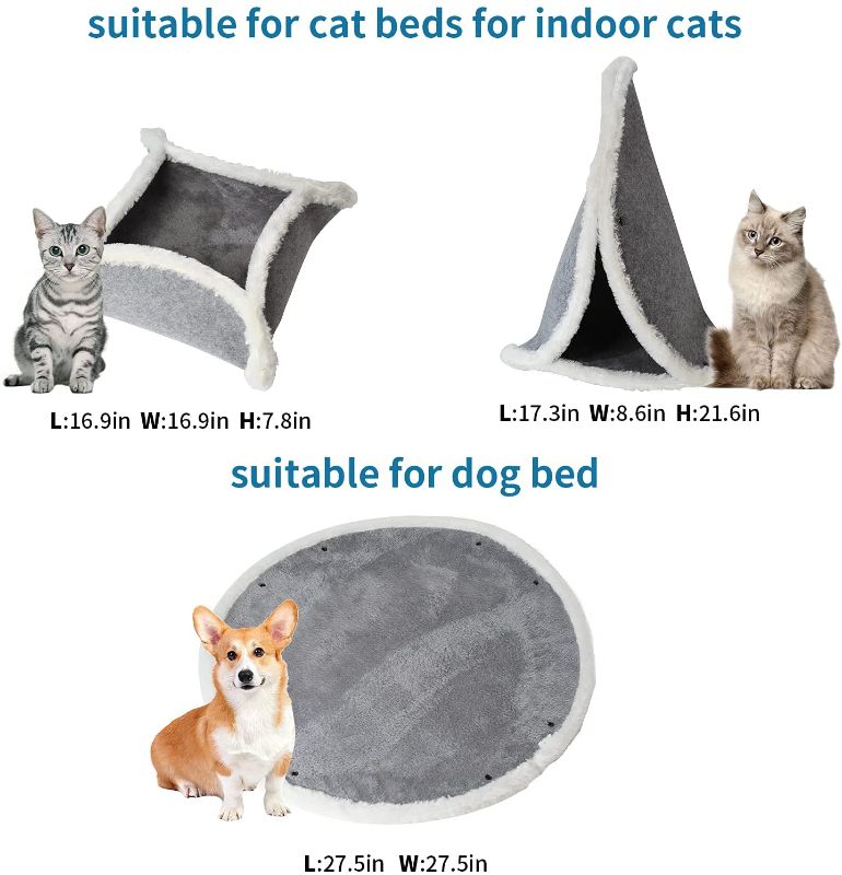 Photo 2 of Cat Bed & Dog Bed,Warmth and Comfort Pet Bed Made of Plush Felt,Calming Cat Bed in Grey and White for Small to Medium Sized Dogs and Cats
