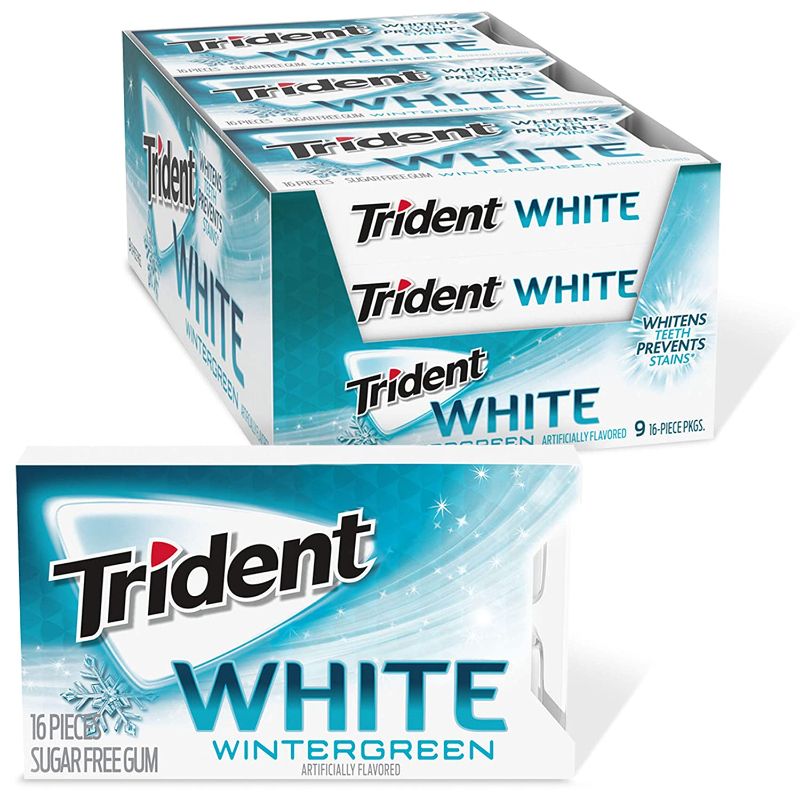 Photo 1 of (EXP 08/2022) Trident White Wintergreen Sugar Free Gum, PACK OF 9
