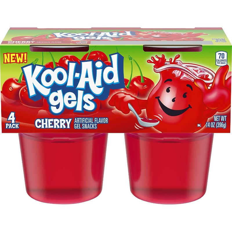 Photo 1 of (EXP 07/2022) Jell-O Kool-Aid Gels Cherry Ready-to-Eat Gelatin Snack (24 Cups, 6 Packs of 4)
