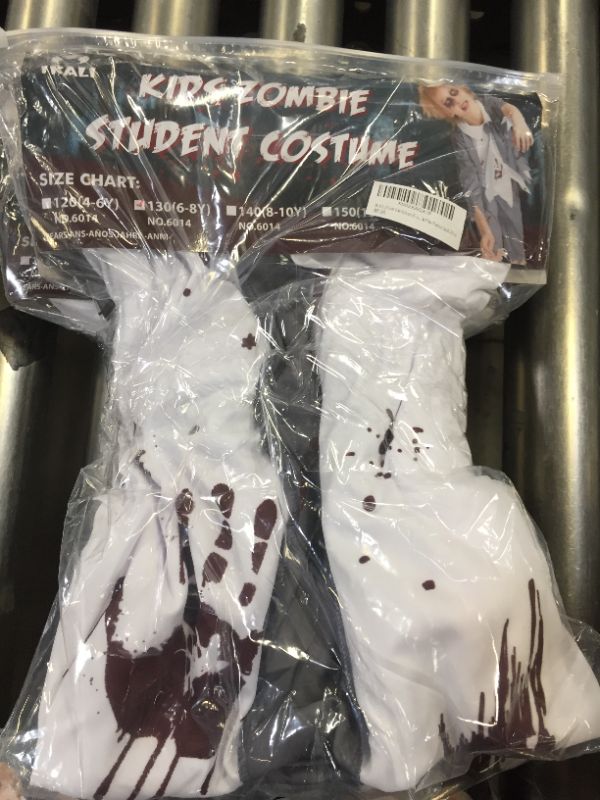 Photo 2 of IKALI Zombie Student Costume for Boys Halloween Horror School Theme Party Outfit Kids Role Play Fancy Suit 3Pcs (PACK OF 2)
