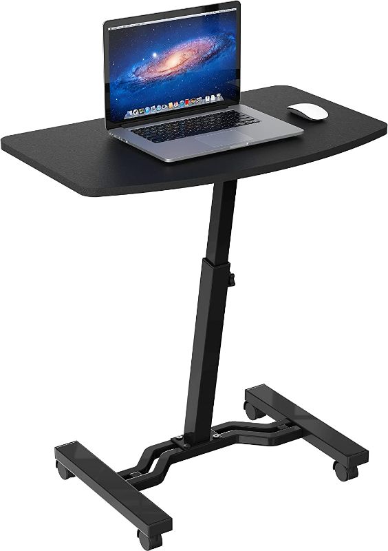 Photo 1 of SHW Height Adjustable Mobile Laptop Stand Desk Rolling Cart, Height Adjustable from 28'' to 33'', Black
**MISSING PARTIAL HARDWARE**