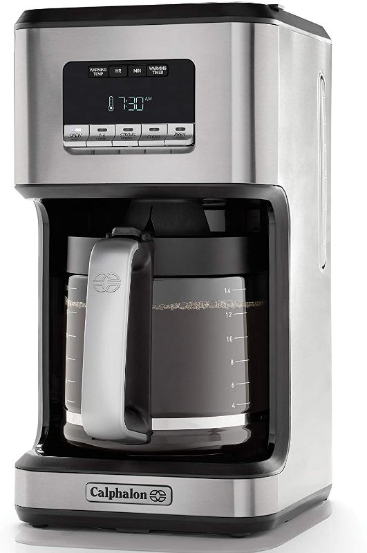 Photo 1 of Calphalon 14-Cup Programmable Coffee Maker | Stainless Steel Drip Coffee Maker with Glass Carafe, High Performance Heating
