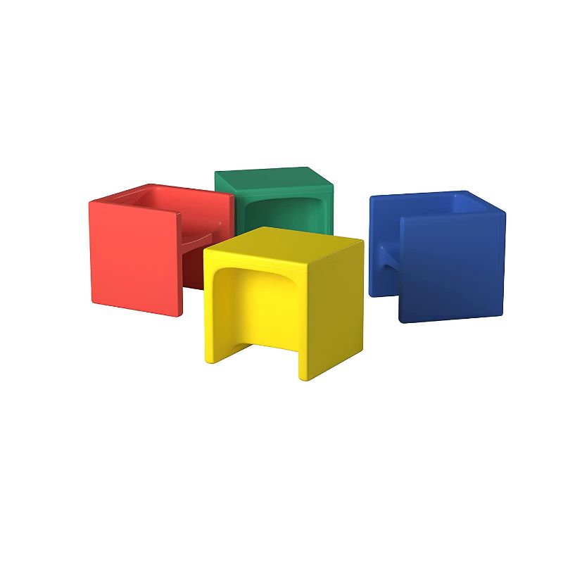 Photo 1 of Children's Factory-CF910-007 Children’s Factory Cube Chairs, 15” by 15” by 15” (Set of 4) –Bright Primary Colors –Versatile -Use as a Low or High Chair, Tableand Adult Seat–DurableandLightweight–Indoor or Outdoor Use
