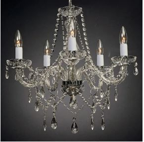 Photo 1 of 5 Light 19" Wide Single Tier Crystal Chandelier with Hanging Accents