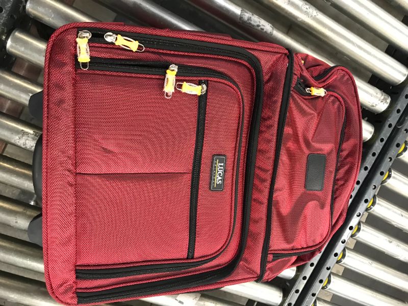 Photo 1 of Lucas Convertible Under Seat Carry on Luggage - Expandable 15 Inch Weekender Overnight Business Travel Suitcase - Lightweight 2- Rolling Wheels Bag (Red)
