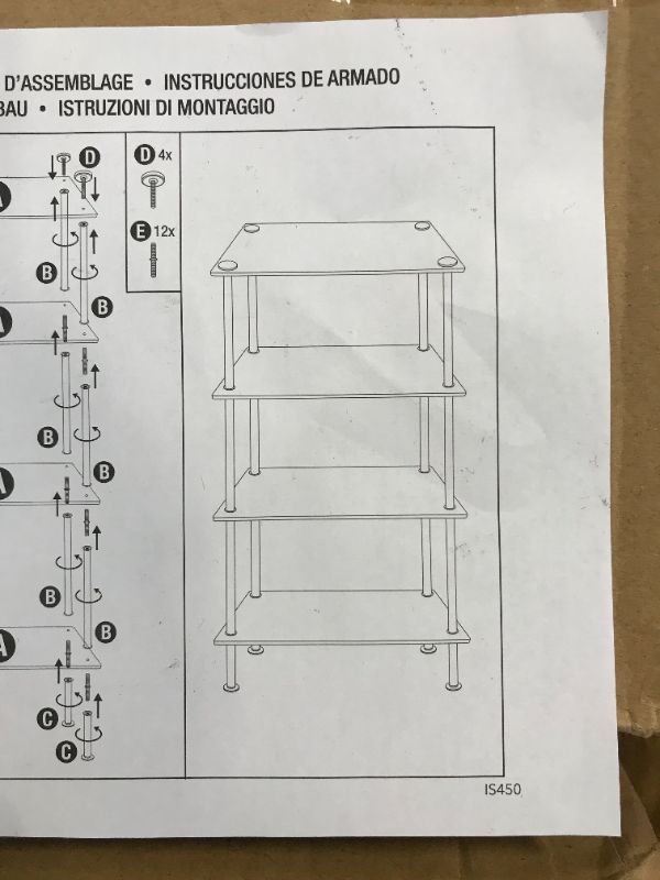 Photo 1 of 4 TIER GLASS SHELF -- MISIING ONE SUPPORT ROD/LEG