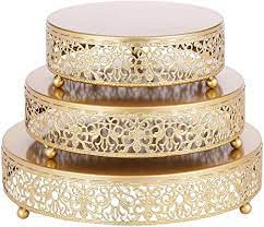 Photo 1 of BOLATU 3-Pieces Cake Stands Set, Round Cupcake Stands Set Iron Wedding Brithday Party Celebration Dessert Display Plates,Gold