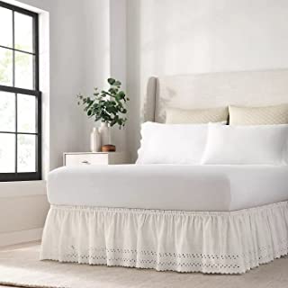 Photo 1 of EASY FIT Eyelet Elastic Wrap Around Bed Skirt, Easy On/Off Dust Ruffle (18-Inch Drop), Queen/King, White