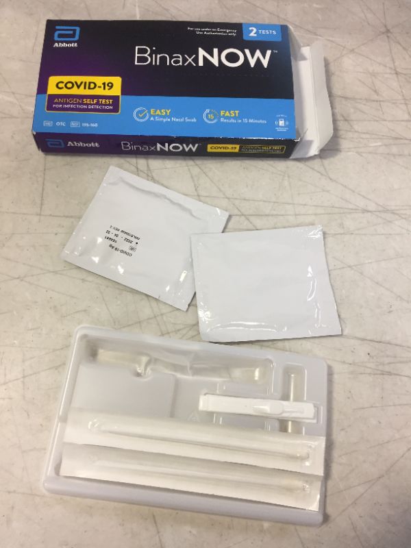 Photo 2 of Abbott BinaxNOW COVID-19 Antigen Self Test (2 tests for serial testing) 