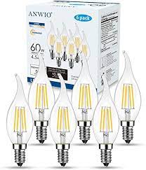 Photo 1 of ANWIO B11 LED Filament Bulb E12 Candelabra Base 4.5W(60W Equivalent), Dimmable 2700K Warm White Chandelier Decorative Candle Light Bulb (6-Pack)