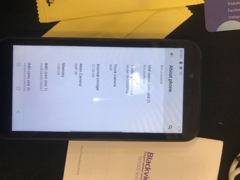 Photo 1 of Blackview BV5500 Plus IP68 Waterproof Rugged Smartphone 3GB 32GB Face ID Black
