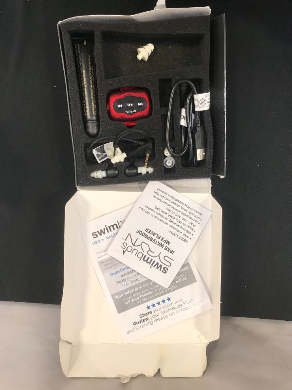 Photo 1 of SYRYN Swimbuds Flip Bundle | 8 GB Waterproof Music Player Compatible with iTunes Files (No Apple Music)(dirty)
