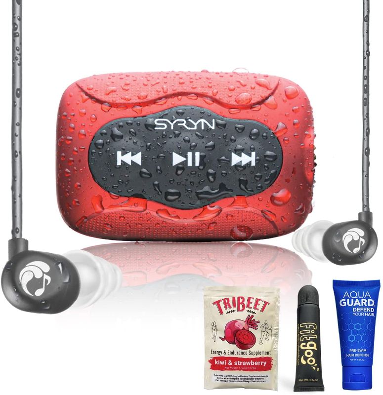 Photo 1 of SYRYN Swimbuds Flip Bundle | 8 GB Waterproof Music Player Compatible with iTunes Files (No Apple Music)(dirty)
