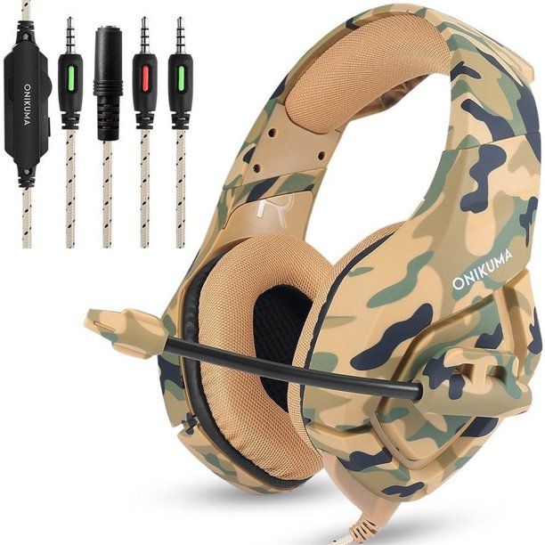 Photo 1 of ONIKUMA K1 3.5mm Gaming Headsets with Mic Stereo Sound Noise Reduction Music Headphones for PC New Xbox Laptop DS PSP Camouflage Yellow PACK OF 2 
