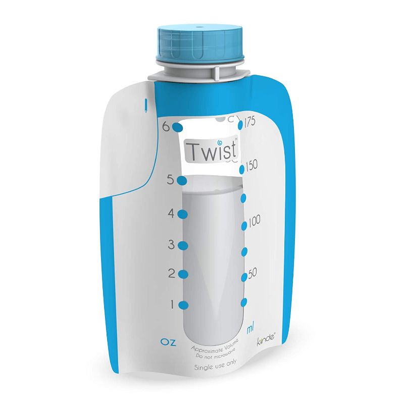 Photo 1 of Kiinde Twist Pouch Direct-Pump Direct-Feed Twist Cap Breast Milk Storage Bags for Pumping, Freezing, Heating and Feeding, Pre-Sterilized, 6 Ounce, pack of 80
