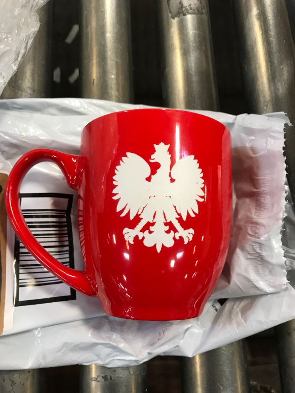 Photo 1 of 16oz Large Bistro Mug Ceramic Coffee Tea Glass Cup Poland Polish Eagle Red