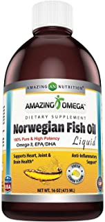 Photo 1 of Amazing Omega Norwegian Liquid Fish Oil, 16 Oz, 1625mg Omega -3s, DHA, EPA per Serving, Fresh Lemon Flavor, Great Taste, Sustainably Sourced, Supports Heart, Joint and Brain Health*,
1 Pound (Pack of 1)