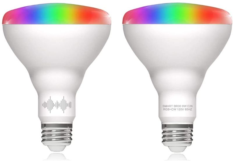 Photo 1 of BR30 Smart WiFi LED Light Bulbs, RGBCW Multi-Color Changing, Warm to Cool White Dimmable, Work with Alexa & Google Home (No Hub), 60W Equivalent E26, RGB+2700K-6500K,4 Count