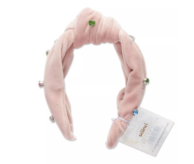 Photo 1 of 4 pack - scunci Collection Fashion Velvet Turban Knotted Stud Embellished Headband - Blush