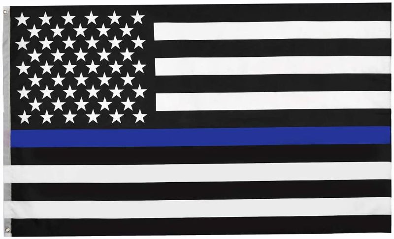 Photo 1 of Blue Line Flag 3x5 ft, Printed Polyester Double-Sided US Military Banner|for Inside/Outside Use,Brass Grommets U.S.Flag(Thin Blue Line Flag)
