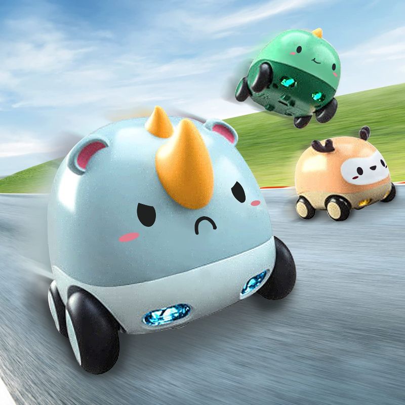 Photo 1 of CUTE STONE Friction Powered Cars, Baby Toy Cars with Lights and Music, One Click Switch Music, Cartoon Animal Push and Go Car Toy Set, Great Educational Toy for Toddlers Girls Boys
