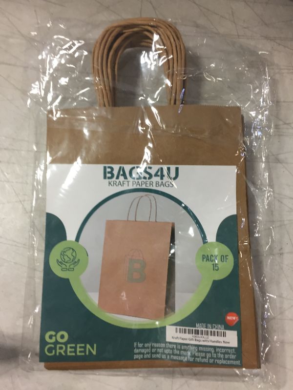 Photo 1 of BAGS4U KRAFT PAPER BAGS WITH HANDLES BULK-15PCS PAPER BAGS FOR SMALL BUSINESS BROWN PAPER GIFT BAGS 8X4.25X10 CM