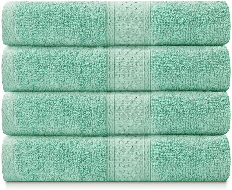 Photo 1 of BOSOWOS Bath Towels 100% Cotton 6 Piece Towels Set for Bathroom,Highly Absorbent Quick-Dry Soft Towels,Easy Care for Home,Kitchen,Pool,Gym,Spa & Everyday Use - Sea Green
