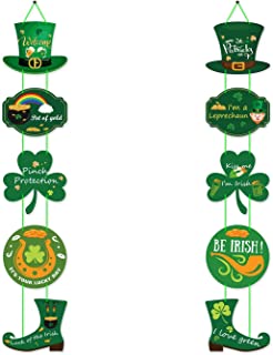 Photo 1 of  St. Patrick's Day Sign Shamrock Hanging Banner Welcome Happy St. Patricks Day Banner Irish Party Door Clover Garland for Indoor Outdoor St. Patrick's Day Decorations