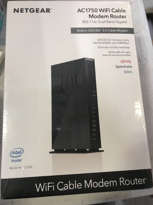 Photo 2 of NETGEAR AC1750 4 Port Gigabit WiFi Cable Modem Router DOCSIS 3.0 (Model C6300) (FACTORY SEALED SHUT)