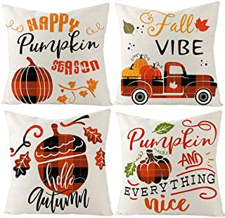 Photo 1 of 4PCS Throw Pillow Covers,18x18 Inches Decorative Pillow Covers Linen Cushion Case