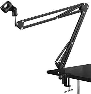 Photo 1 of Microphone Suspension Mic Clip Adjustable Boom Studio Scissor Arm Stand For Blue Yeti Snowball, Constructed With Premium Quality Metals For Professional Streaming, Voice-Over, Recording,Games