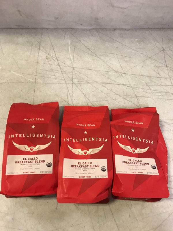 Photo 1 of Intelligentsia Organic El Gallo Breakfast Blend Coffee 12 oz. Bag EXP JUL 2021 3 PACK 