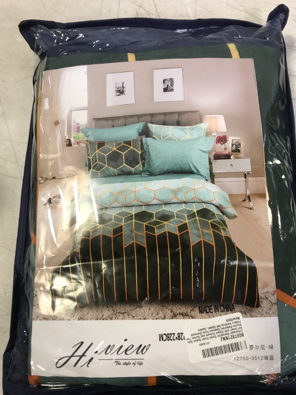 Photo 2 of Cutepuppy Geometric Duvet Cover Queen Size Set Green with Zipper Closure and Corner Ties, Marble Patterned Gradient Color,Diamond Pattern Bedding Set (Green, Queen)