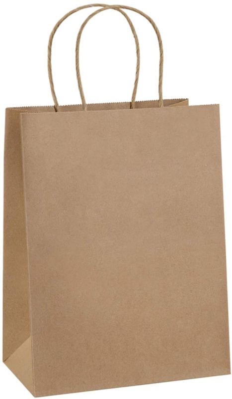 Photo 1 of Kraft Paper Bags 8x4.25x10 50 Pcs, Gift Bags, Kraft Bags,Shopping Bags with Handles, Paper Shopping Bags, Craft Bags, Merchandise Bags, 100% Recyclable Paper (MAJOR DAMAGES TO PACKAGING)