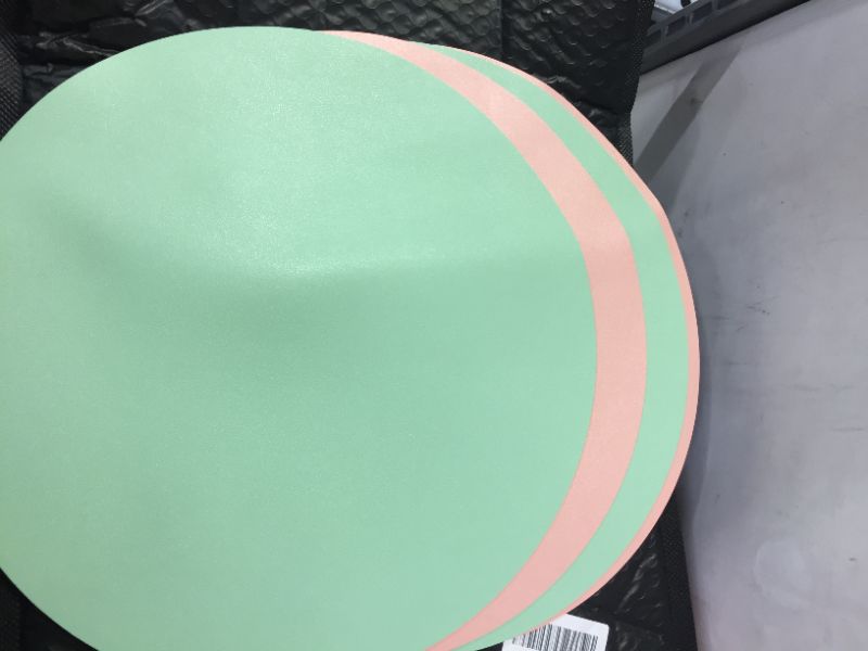 Photo 2 of 4Pcs Leather Placemats with Coasters Dual-Sided Round Table Mats Upgraded PU and Color in 2021 (Pink+Green)
