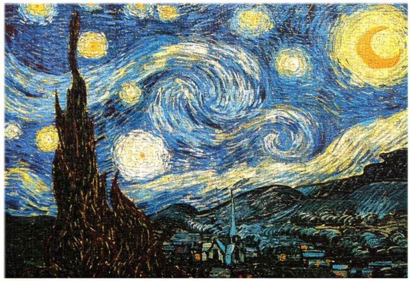 Photo 1 of Adults Jigsaw Puzzle 1000 Piece-The Starry Night Thicker Paper Puzzles Difficult Famous Painting Puzzles 70 x 50 cm
