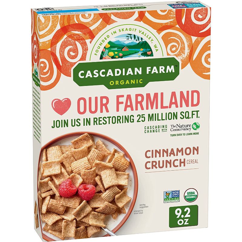 Photo 1 of 5 pack - Cascadian Farm Organic Cinnamon Crunch Cereal, Whole Grain Cereal, 9.2 oz best by 11.11.2021