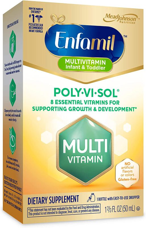 Photo 1 of Enfamil Poly-Vi-Sol Liquid Multivitamin Supplement for Infants and Toddlers, Assorted, No Flavor, 1.69 Fl Oz Exp 06.01.2022