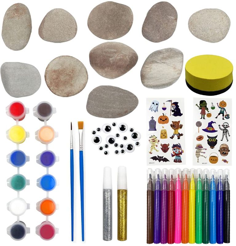 Photo 2 of 2 PACK - QINGQIU Halloween Rock Painting Kit Halloween Crafts & Arts for Kids Boys Girls Halloween Toys Halloween Party Favors Halloween Treat Bags Gifts