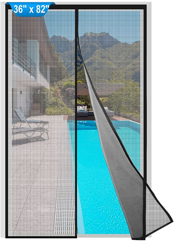 Photo 1 of Kinzomor Magnetic Screen Door for Sliding Door,36"x82" Retractable Screen Doors Durable Door Screen Magnetic Closure Self Sealing Hands Free Door Net Magic Mesh Screen
