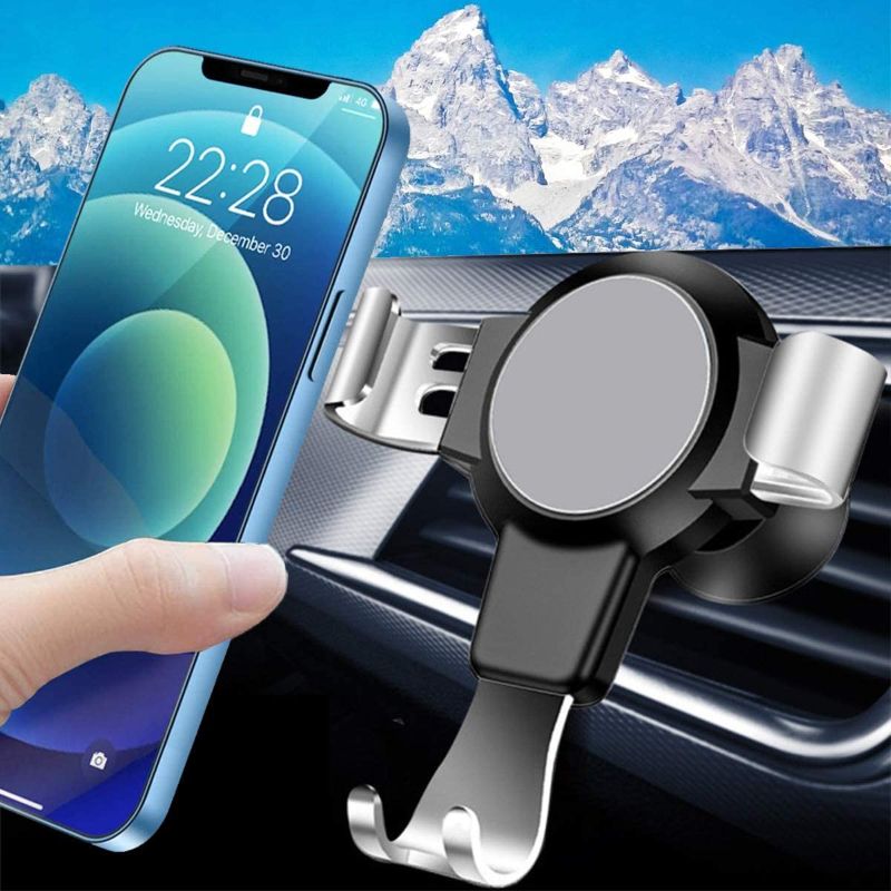Photo 1 of 2 pack - E-ACE Universal Car Phone Mount Air Vent Holder Cradle for Car Compatible with iPhone 12 11 Pro Max XS XR X 8+ 7+ SE 6s, Samsung Galaxy S4-S10 Suitable for Device with a Width of 2.7''-3.8'' (Silver)
