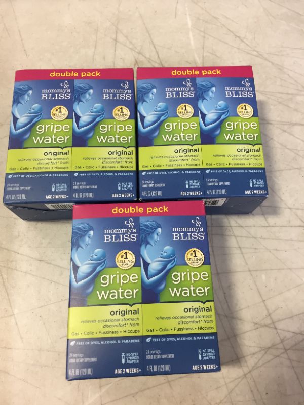 Photo 1 of 3 PACK - Mommy's Bliss Original Gripe Water, Gas and Colic Relief, Gentle and Safe, Made for Infants, 2 Weeks+, 8 Fl Oz (2 Bottles) BEST BY 11.2022