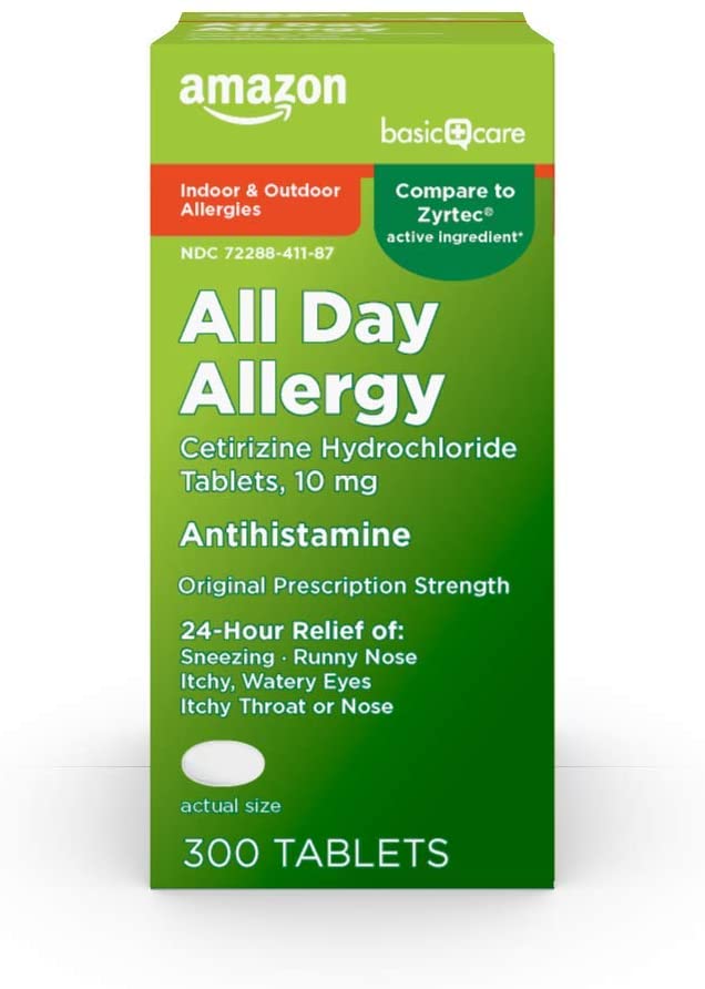 Photo 1 of Amazon Basic Care All Day Allergy, Cetirizine Hydrochloride Tablets, 10 mg, Antihistamine, 300 Count
EXP 2/2023