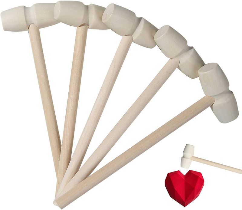 Photo 1 of 40 Pieces Mini Wooden Hammers Mallets Gavel Toy for Kids, Cute Breakable Heart Hammers for Chocolate
