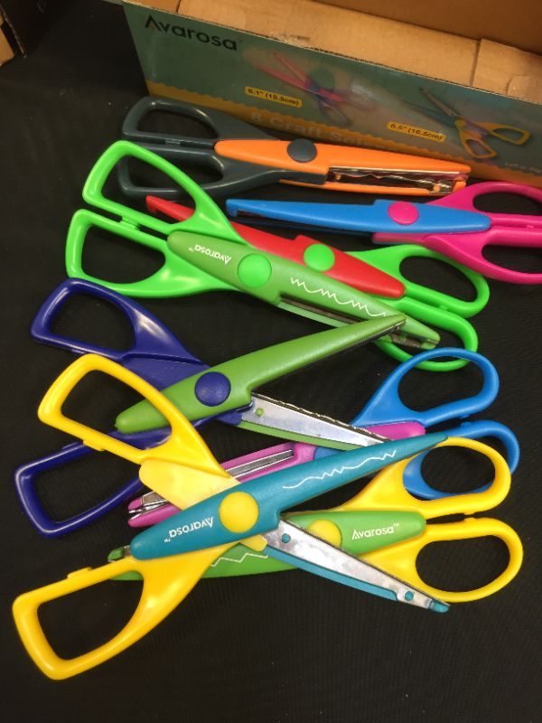 Photo 1 of Colorful Decorative Paper Edge Scrapbooking Kids Craft Scissors Set, 8 Pack, Sharp and Durable Blade, Easy to Use. Ideal for Kids, Children, Scrapbooking, DIY Photos.
