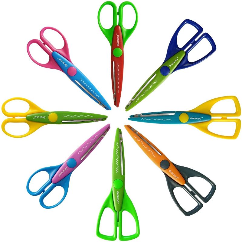 Photo 1 of Colorful Decorative Paper Edge Scrapbooking Kids Craft Scissors Set, 8 Pack, Sharp and Durable Blade, Easy to Use. Ideal for Kids, Children, Scrapbooking, DIY Photos.

