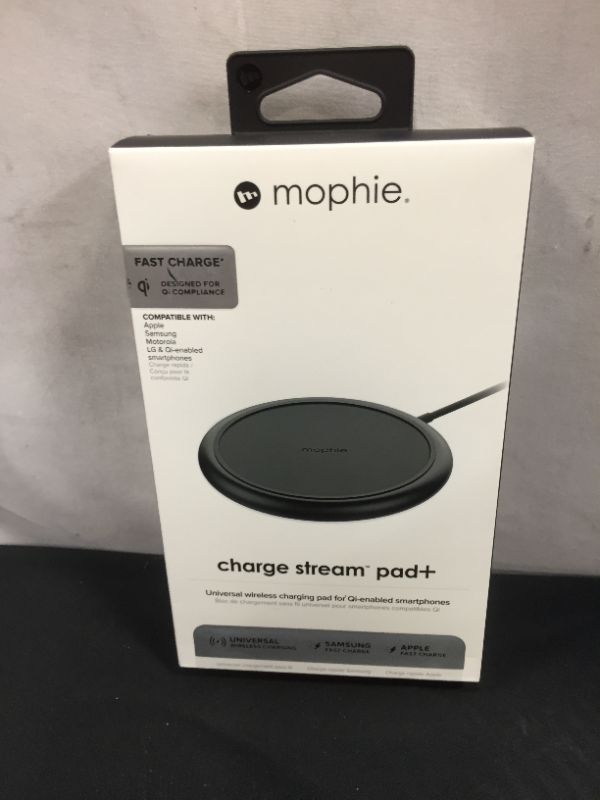 Photo 5 of mophie 4116_WRLS-CHGPAD-AC-BLK-NA - Wireless Charge Pad - Apple Optimized - 7.5W Qi Wireless Technology for Apple iPhone 11, 11 Pro, 11 Pro Max, XR, XS Max, X/ XS, 8 and 8 Plus - Black
