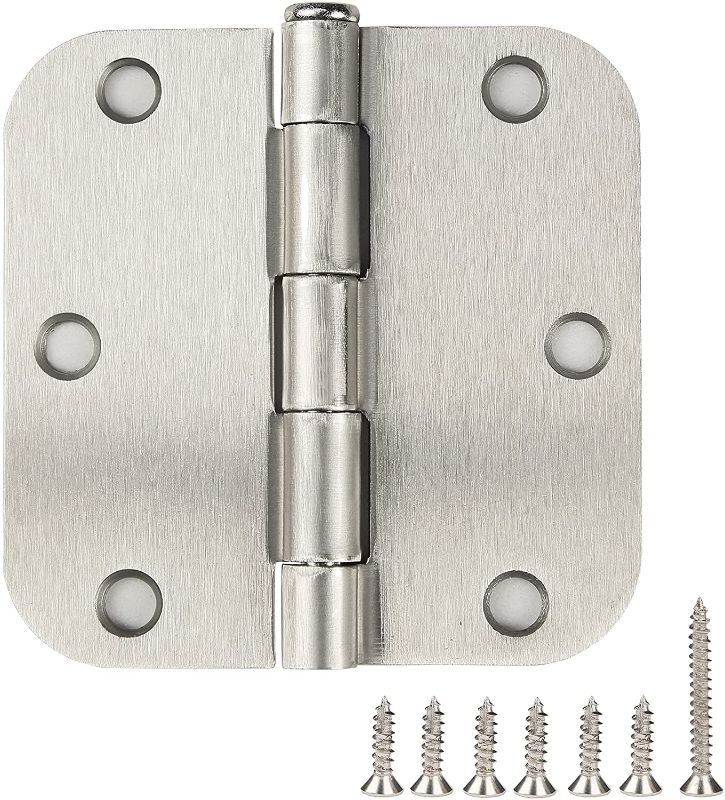 Photo 1 of 48 satin nickel brushed nickel 3.5 x 3.5 inch door hinges, 3 1/2 inch interior door hinges, 5/8 inch rounded corners, 3 ½ x 3 ½ inches, silver iron folding residential control hinges door hardware
