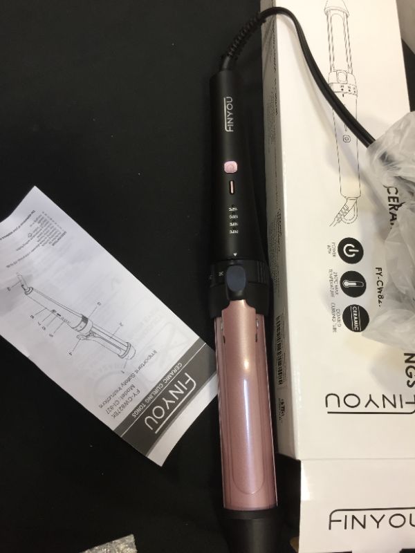 Photo 1 of Hair Curling Wands,FINYOU 3 in 1 Curling Iron, Ceramic Tourmaline Negative Curling Wand Hair Curler, Fast Heating & Adjustable Temperature Crimper, Professional Hair Crimpers and Wavers Black & Pink
