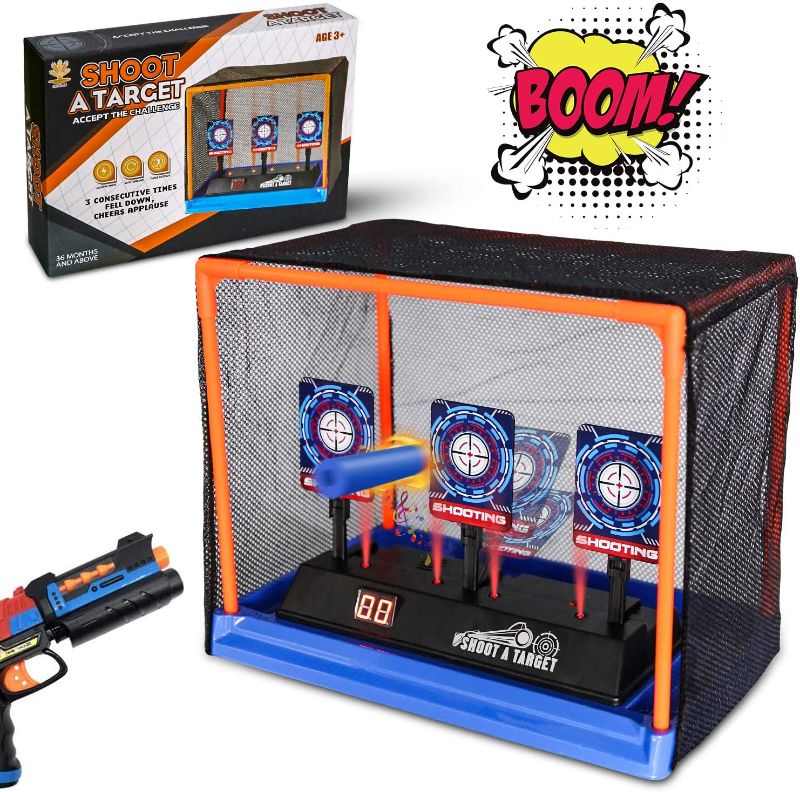 Photo 1 of Electronic Shooting Target Scoring Auto Reset Digital Targets for Nerf Guns Toys with a Support Cage & Net, Christmas Birthday Gifts Toy for Kids-Boys & Girls